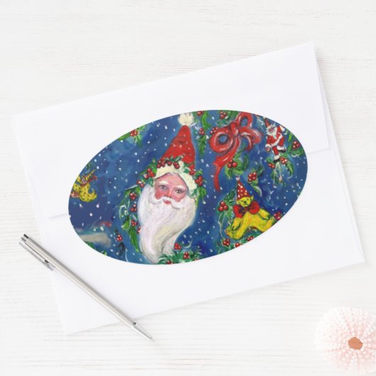 CHRISTMAS NIGHT / SANTA CLAUS OVALER AUFKLEBER (Umschlag)