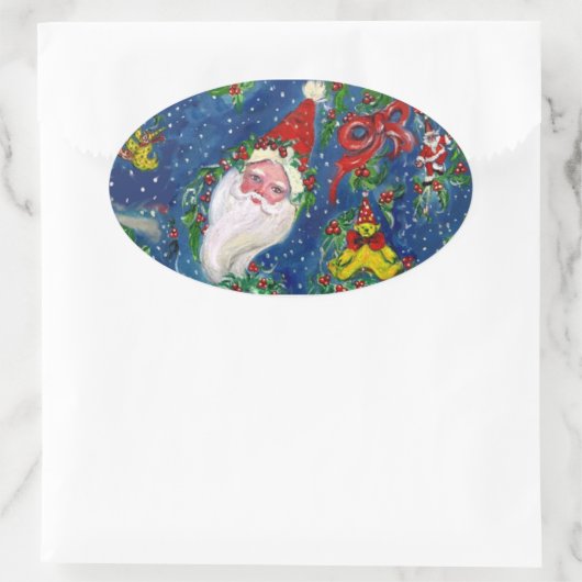 CHRISTMAS NIGHT / SANTA CLAUS OVALER AUFKLEBER (Tasche)