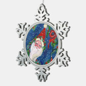 CHRISTMAS NIGHT /SANTA CLAUS SCHNEEFLOCKEN Zinn-Ornament (Rechts)