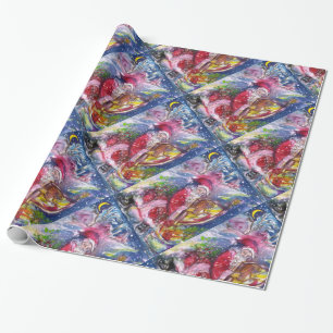CHRISTMAS NIGHT / SANTA CLAUS SPIELEN HARP Winter Geschenkpapier
