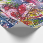 CHRISTMAS NIGHT ,SANTA CLAUS SPIELHARP GESCHENKPAPIER (Ecke)
