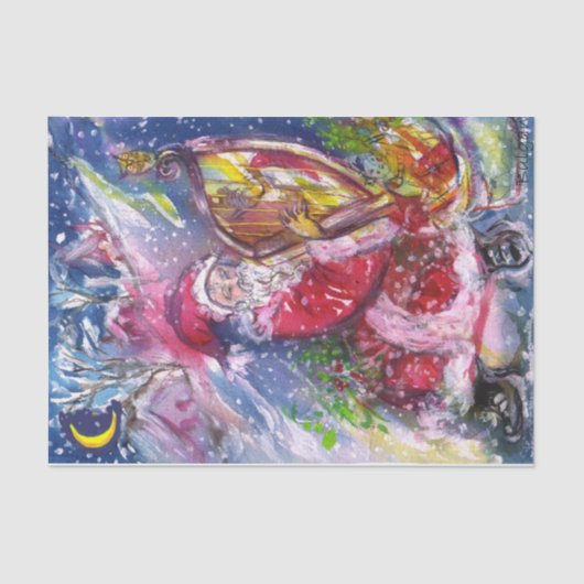 CHRISTMAS NIGHT /SANTA CLAUS SPIELHARP SEIDENPAPIER (Vorderseite)