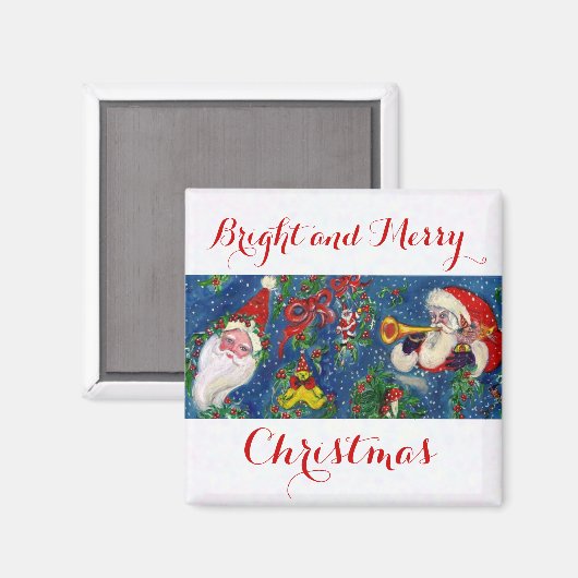 CHRISTMAS NIGHT / SANTA, SPIELZEUG, ROTES RIBBON U MAGNET (Vorderseite/Rückseite)