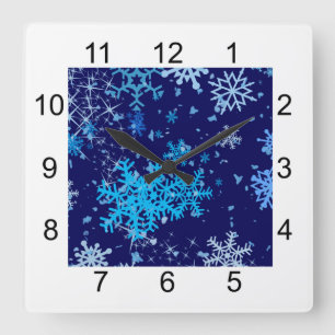 Christmas Night Snowfall Quadratische Wanduhr