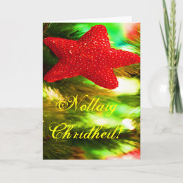 Christmas Nollaig Chridheil Red Star II Holiday Ca Feiertagskarte