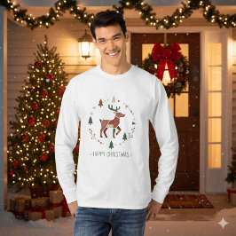 Christmas Nordic Geometric Reindeer T-Shirt