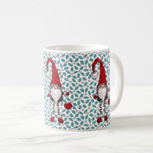 Christmas Nordic Gnome Mistletoe Pattern Kaffeetasse (VorderseiteRechts)