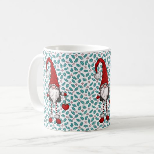 Christmas Nordic Gnome Mistletoe Pattern Kaffeetasse (Vorderseite Links)