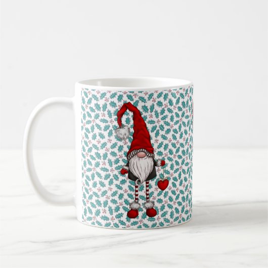 Christmas Nordic Gnome Mistletoe Pattern Kaffeetasse (Links)