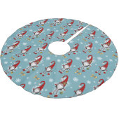 Christmas Nordic Gnomes Blue Pattern Polyester Weihnachtsbaumdecke (Schrägansicht)