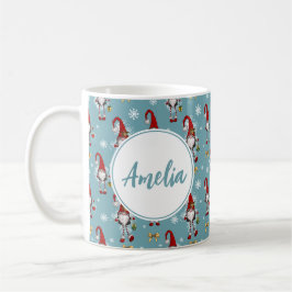 Christmas Nordic Gnomes Blue Pattern With Name  Kaffeetasse