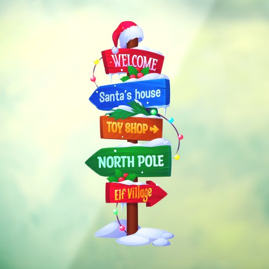 Christmas North Pole Sign Board Window Cling Fensteraufkleber (Blatt 3)