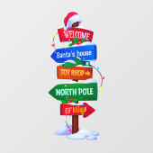 Christmas North Pole Sign Board Window Cling Fensteraufkleber (Blatt)