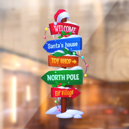 Christmas North Pole Sign Board Window Cling Fensteraufkleber