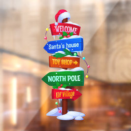 Christmas North Pole Sign Board Window Cling Fensteraufkleber