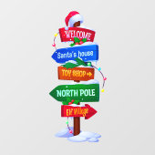 Christmas North Pole Sign Board Window Cling Fensteraufkleber (Blatt)