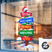Christmas North Pole Sign Board Window Cling Fensteraufkleber (Café-Fenster)