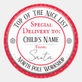 Christmas North Pole Workshop Individuelle Name Cl Runder Aufkleber (Vorderseite)