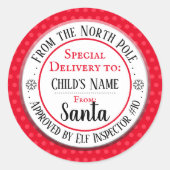 Christmas North Pole Workshop Individuelle Name Runder Aufkleber (Vorderseite)