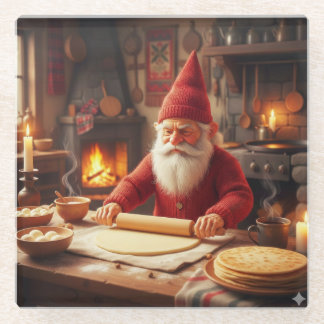 Christmas Norwegian Nisse Making Lefse, Coaster Glasuntersetzer