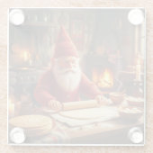 Christmas Norwegian Nisse Making Lefse, Coaster Glasuntersetzer (Rückseite)