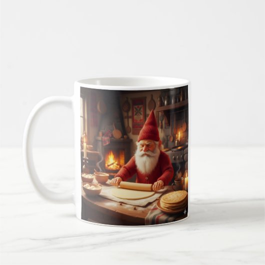 Christmas Norwegian Nisse Making Lefse, Mug Kaffeetasse (Links)