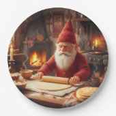 Christmas Norwegian Nisse Making Lefse, Plates Pappteller (Vorderseite)