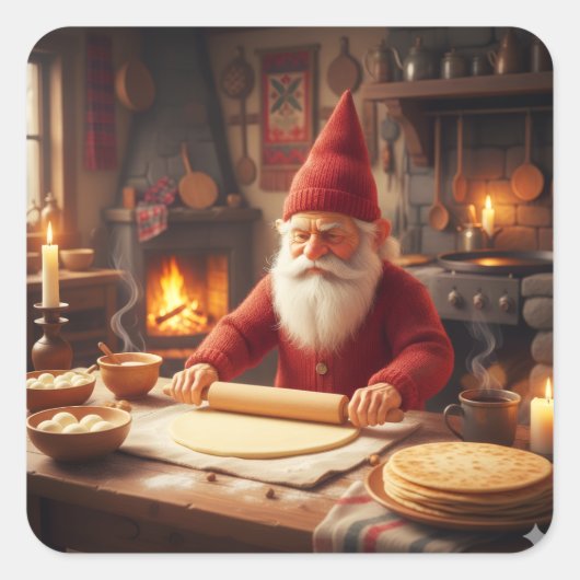 Christmas Norwegian Nisse Making Lefse, Stickers (Vorderseite)