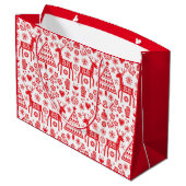 CHRISTMAS NORWEGIAN REINDEER PATTERN GIFT BAG GROßE GESCHENKTÜTE (Rückseite Schrägansicht)