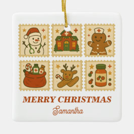 Christmas Nurse Collage | Holiday Keepake Keramikornament
