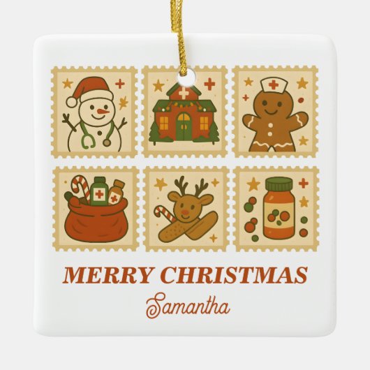 Christmas Nurse Collage | Holiday Keepake Keramikornament (Vorderseite)
