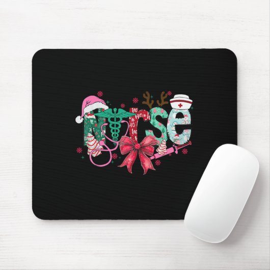 Christmas Nurse Coquette Bow Stethoscope Er Rn Icu Mousepad (Mit Mouse)