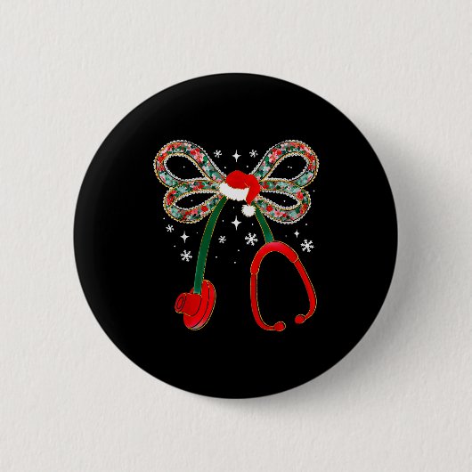 Christmas Nurse Coquette Bow Stethoscope Nursing X Button (Vorderseite)