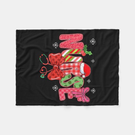 Christmas Nurse Coquette Bow Stethoscope Nursing X Fleecedecke (Vorderseite (Horizontal))