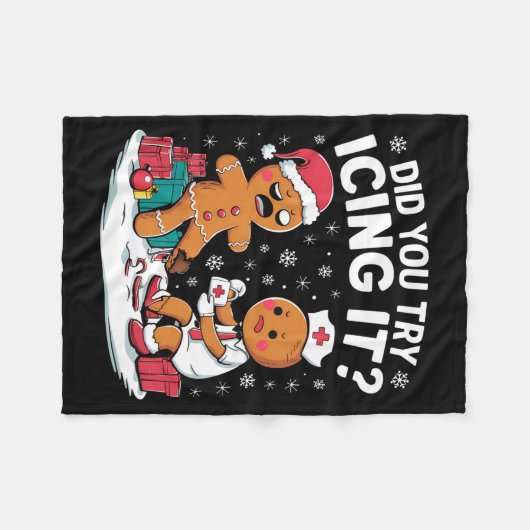 Christmas Nurse Did You Try Icing It Gingerbread Fleecedecke (Vorderseite (Horizontal))