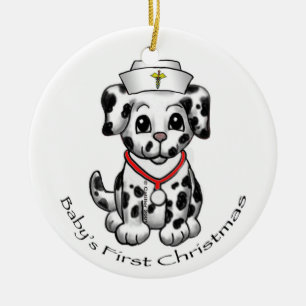Christmas Nurse Dog Keramikornament