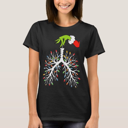Christmas Nurse Lung Xmas Lights Funny Pulmonologi T-Shirt (Vorderseite)