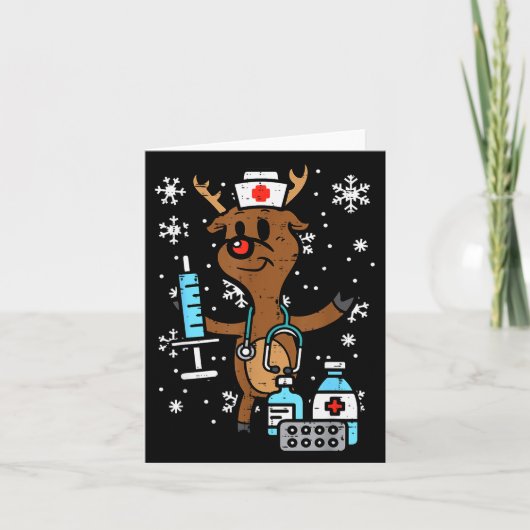 Christmas Nurse Reindeer Funny Xmas Nursing Scrub Karte (Vorderseite)