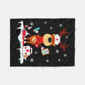Christmas Nurse Reindeer Funny Xmas Scrub Top Nurs Fleecedecke (Vorderseite (Horizontal))