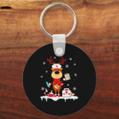 Christmas Nurse Reindeer Funny Xmas Scrub Top Nurs Schlüsselanhänger (Vorderseite)