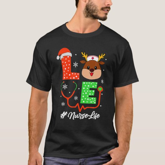 Christmas Nurse Scrub Tops Funny Reindeer Nurse Li (Vorderseite)