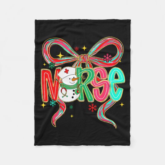 Christmas Nurse Snowman Xmas Pajamas Rn Icu Nicu E Fleecedecke (Vorderseite)