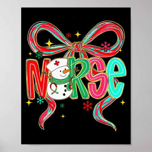 Christmas Nurse Snowman Xmas Pajamas Rn Icu Nicu E Poster (Vorne)