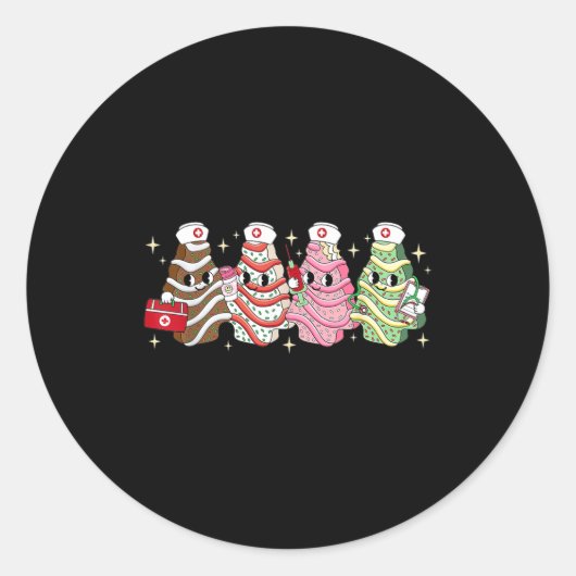 Christmas Nurse Tree Cake Emergency Christmas Rn E Runder Aufkleber (Vorderseite)