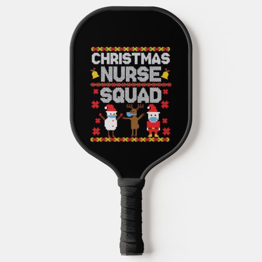 Christmas Nurse Ugly Christmaser Vintage Christmas Pickleball Schläger (Vorderseite)