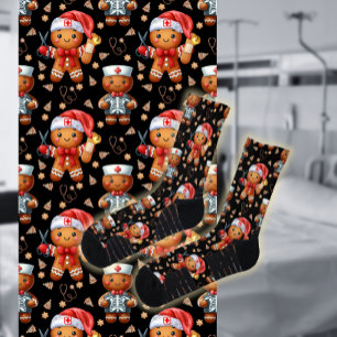 Christmas Nurse Whimsical Gingerbread Man Socken