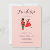 Christmas Nutcracker Ballerina Baby Girl Geburtsta Einladung (Vorderseite)