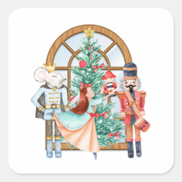Christmas Nutcracker Ballerina Mouse King Quadratischer Aufkleber