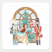 Christmas Nutcracker Ballerina Mouse King Quadratischer Aufkleber (Vorderseite)