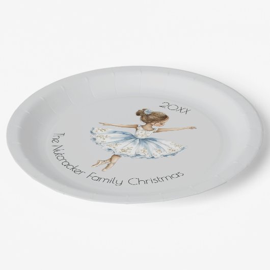 Christmas Nutcracker Ballerina Watercolor Pappteller (Schrägansicht)